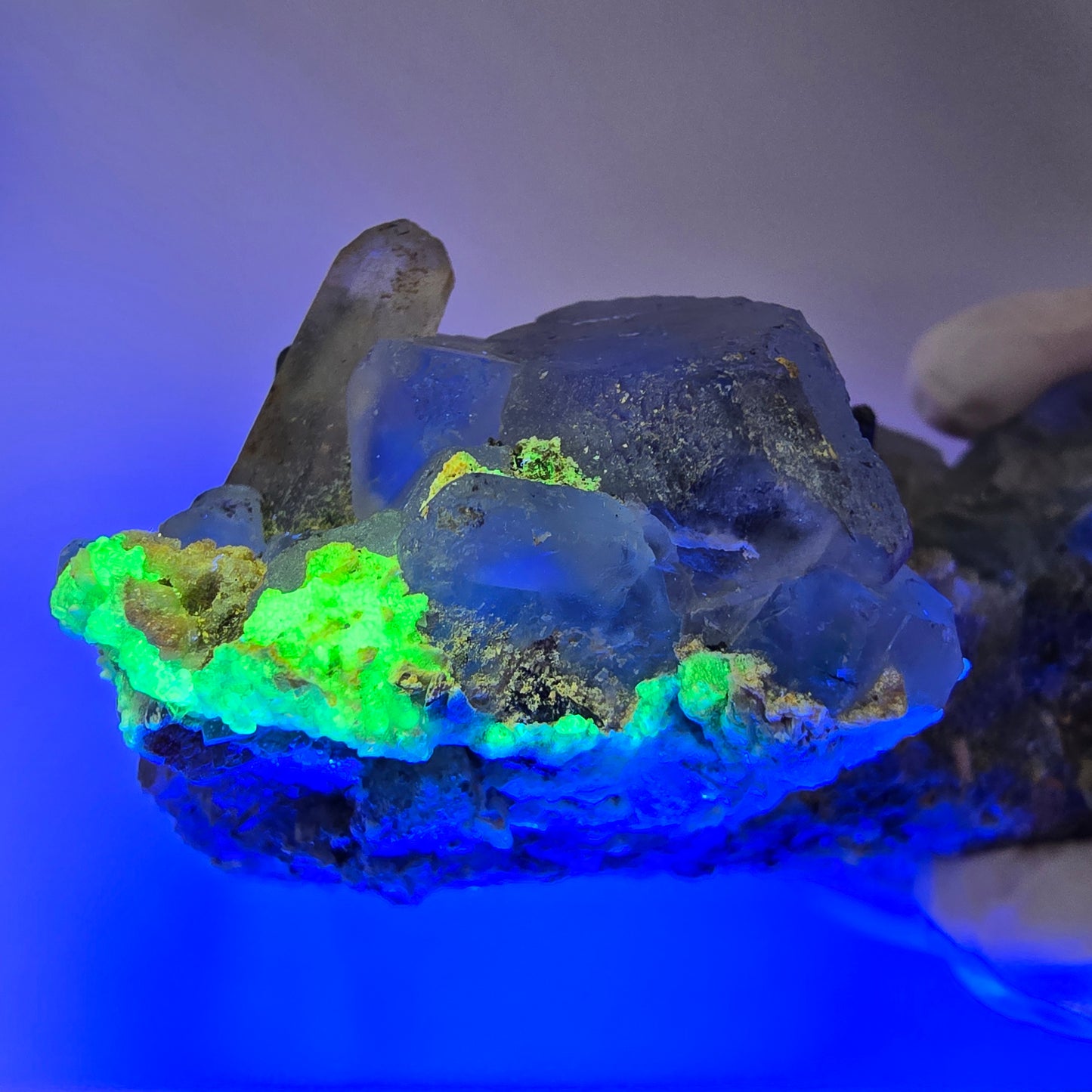 Fluorite fantôme XL, quartz fumé, tourmaline Schörl, hyalite Erongo, Namibie 170*122*53mm #12164 