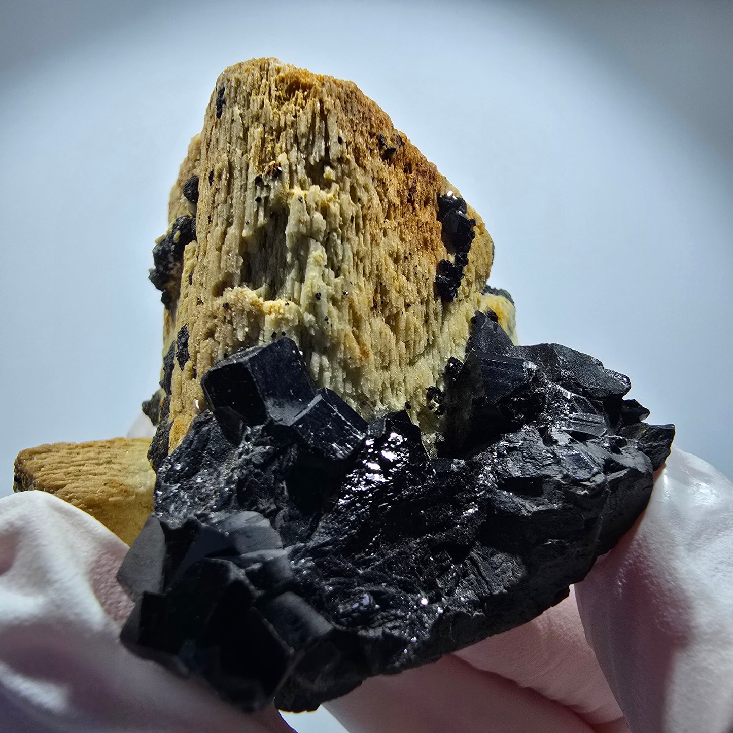 Rare spécimen de tourmaline schorl et d'orthose, Erongo, Namibie, 67 x 54 x 39 mm, n° 12172 