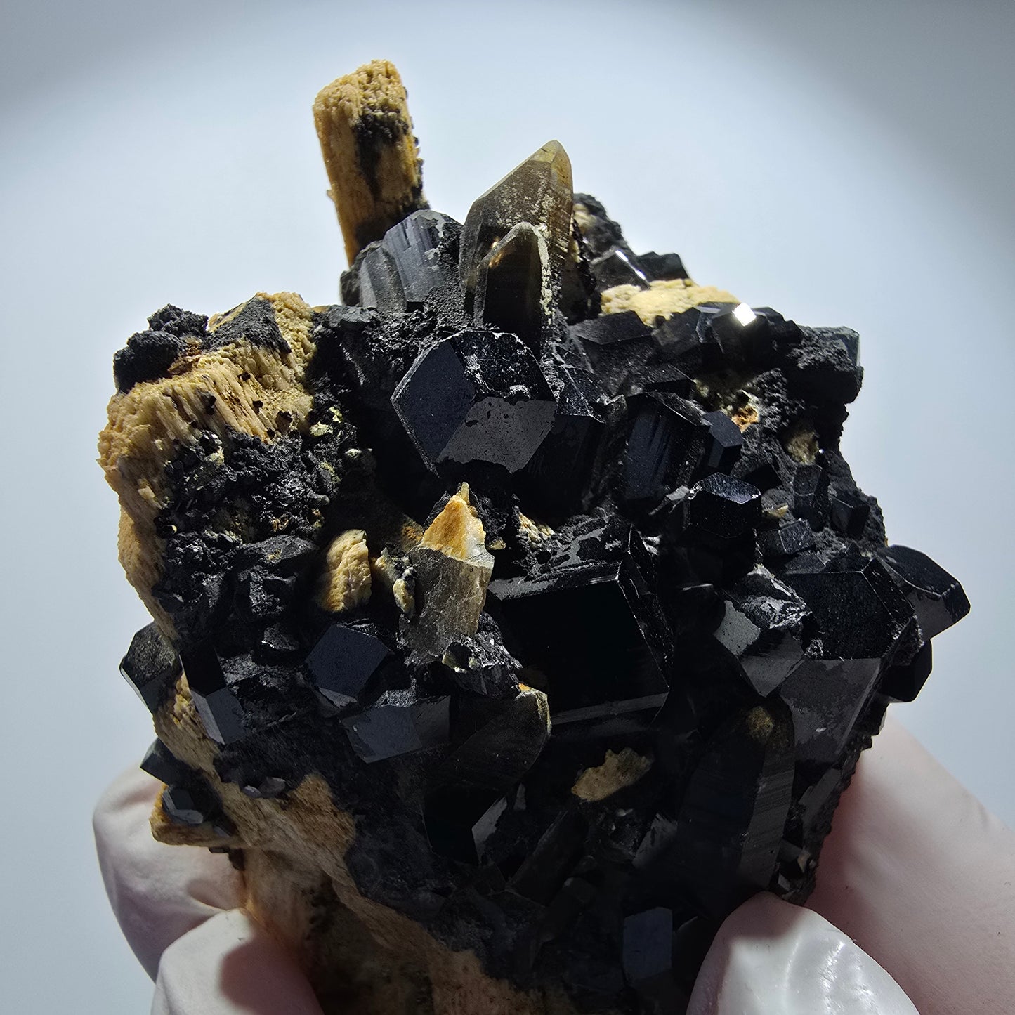 Rare schorl tourmaline, smoky quartz, orthoclase specimen Erongo, Namibia 79*56*36mm #12173 