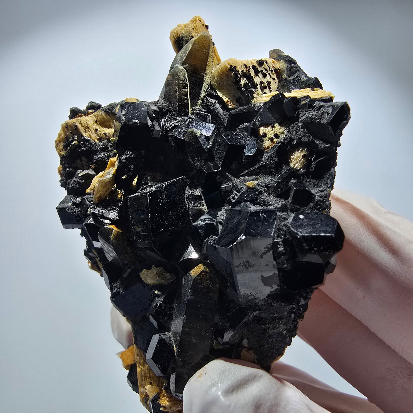 Rare schorl tourmaline, smoky quartz, orthoclase specimen Erongo, Namibia 79*56*36mm #12173 