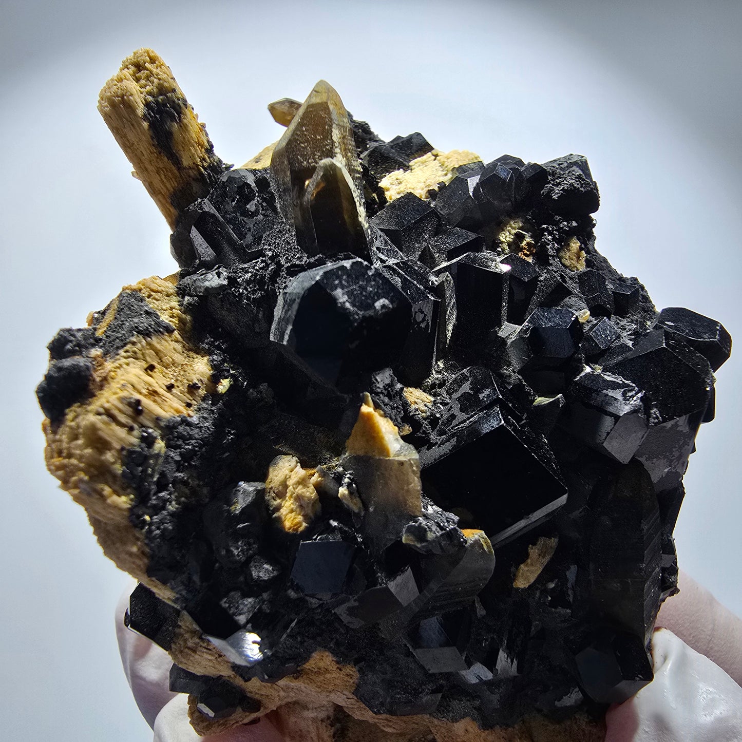Rare schorl tourmaline, smoky quartz, orthoclase specimen Erongo, Namibia 79*56*36mm #12173 