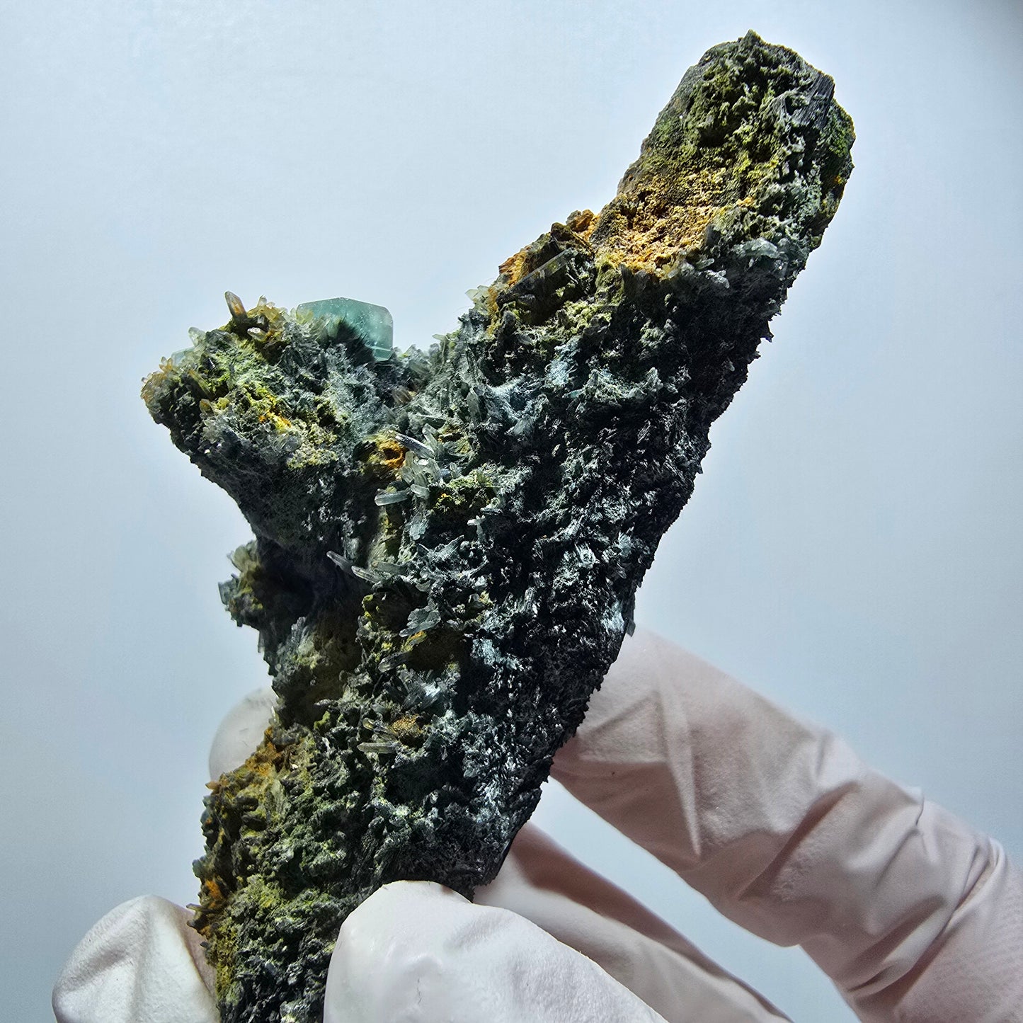 Rare fluorite, schorl tourmaline specimen, green-blue, Erongo, Namibia, 75*37*37mm #12181 