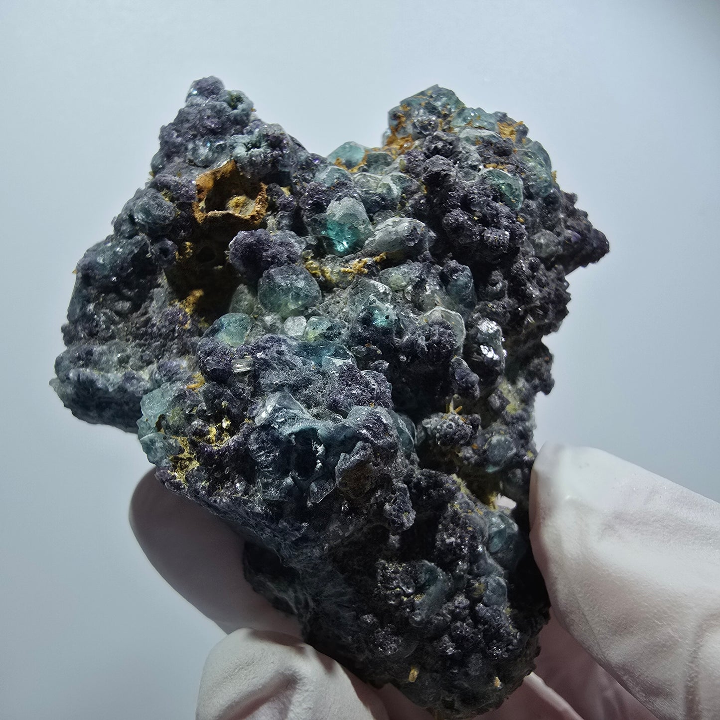 Rare fluorite, schorl tourmaline specimen, green-blue, Erongo, Namibia, 77*66*40mm #12183 