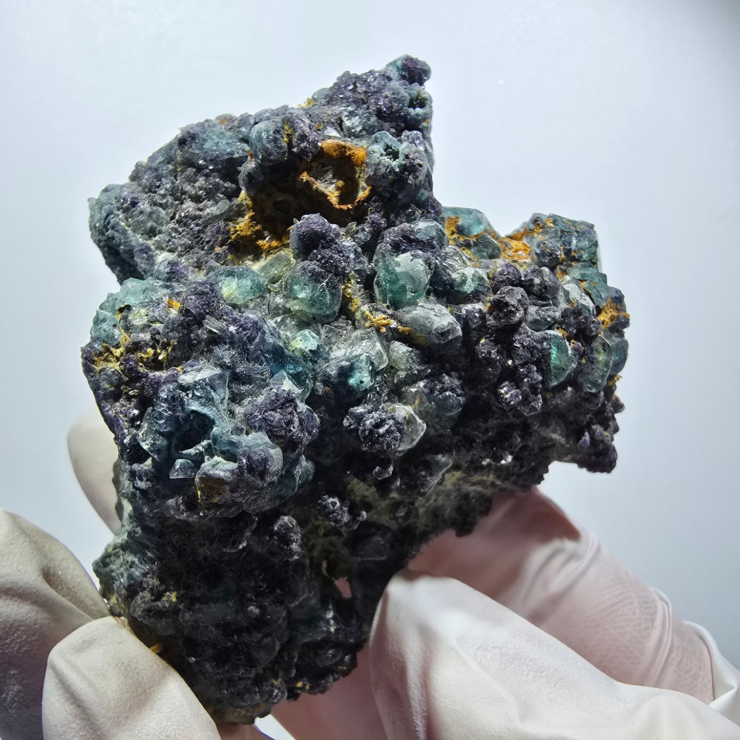 Rare fluorite, schorl tourmaline specimen, green-blue, Erongo, Namibia, 77*66*40mm #12183 
