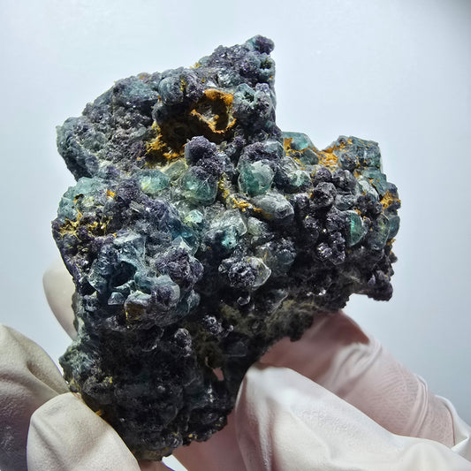 Seltene Fluorit, Schörl Turmalin Stufe, grün blau Erongo, Namibia 77*66*40mm #12183