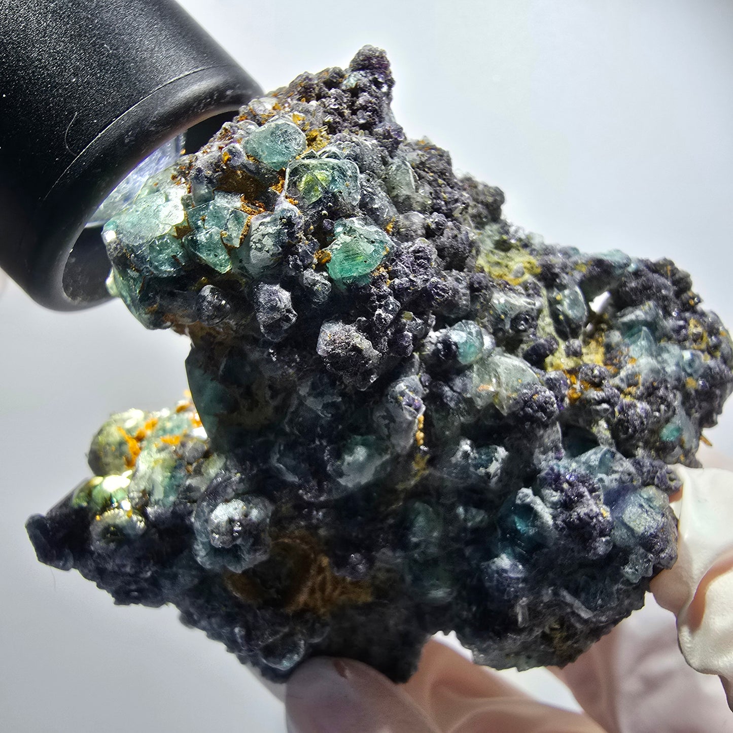 Rare fluorite, schorl tourmaline specimen, green-blue, Erongo, Namibia, 77*66*40mm #12183 