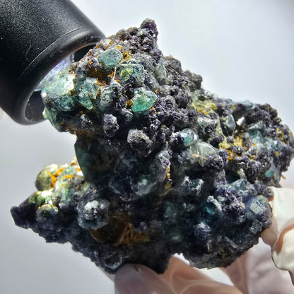 Rare fluorite, schorl tourmaline specimen, green-blue, Erongo, Namibia, 77*66*40mm #12183 