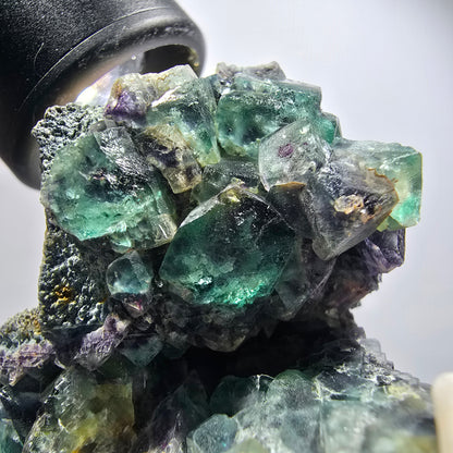 Rare spécimen de cube de fluorite, tourmaline schorl et orthose, Erongo, Namibie, 89 x 78 x 44 mm, n° 12185 