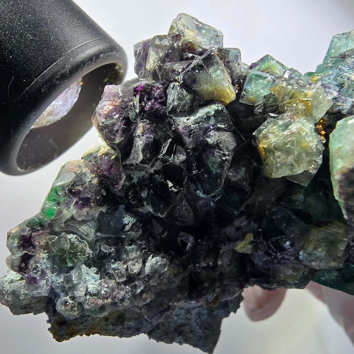 Rare spécimen de cube de fluorite, tourmaline schorl et orthose, Erongo, Namibie, 89 x 78 x 44 mm, n° 12185 