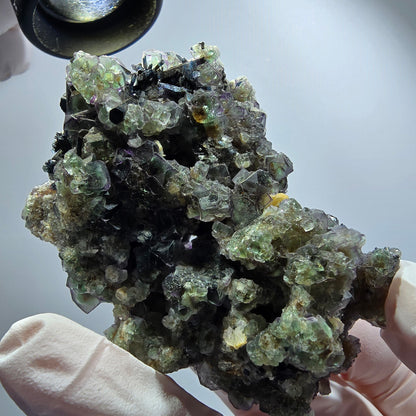 Phantom Fluorite, Schörl Tourmaline, Muscovite, Hyalite Stage Erongo, Namibia 67*49*35mm #12186 