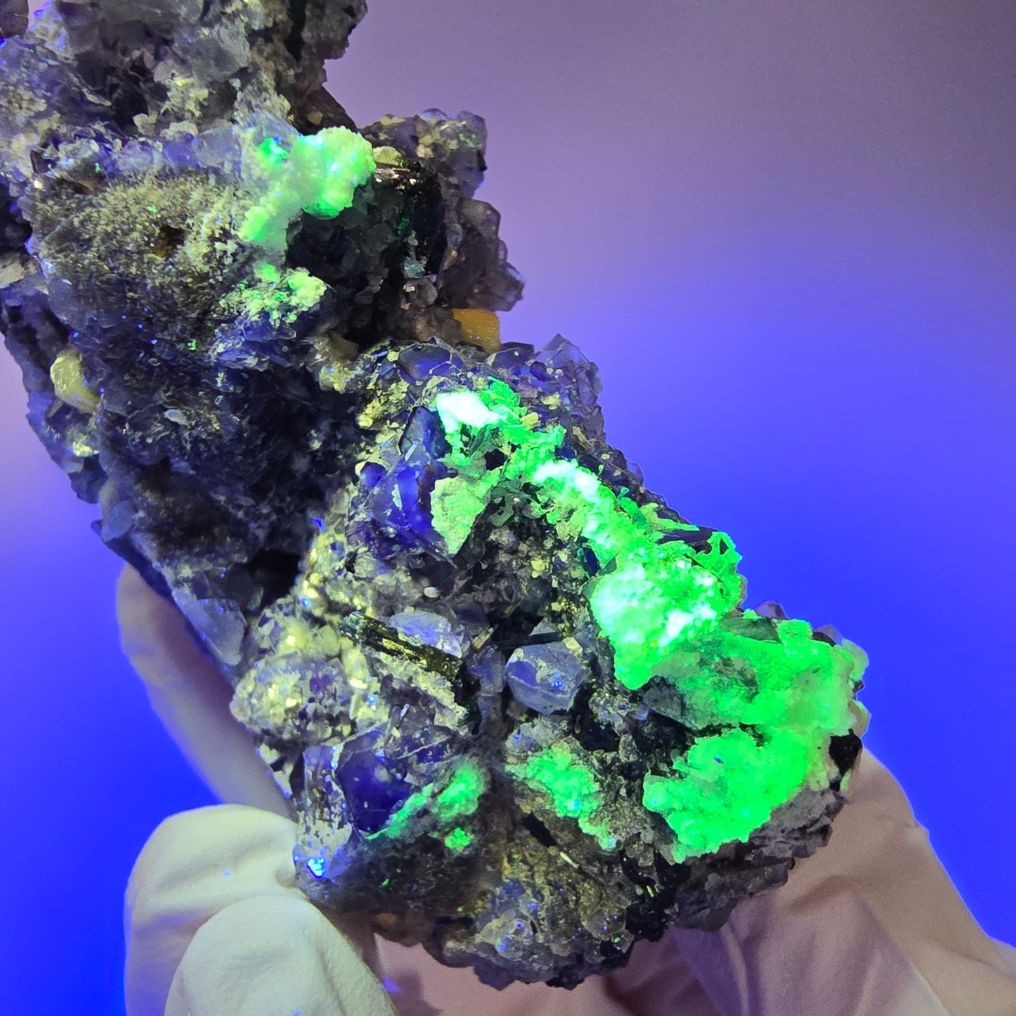 Phantom Fluorite, Schörl Tourmaline, Muscovite, Hyalite Stage Erongo, Namibia 67*49*35mm #12186 