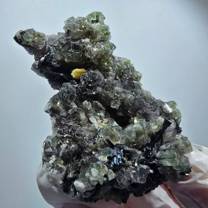 Phantom Fluorite, Schörl Tourmaline, Muscovite, Hyalite Stage Erongo, Namibia 67*49*35mm #12186 