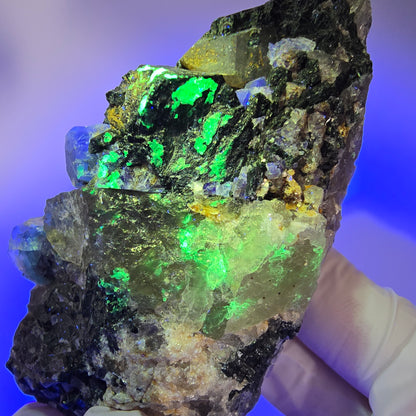 Phantom Fluorite, Schörl Tourmaline, Hyalite, Smoky Quartz, Muscovite Erongo, Namibia 89*54*48mm #12187 