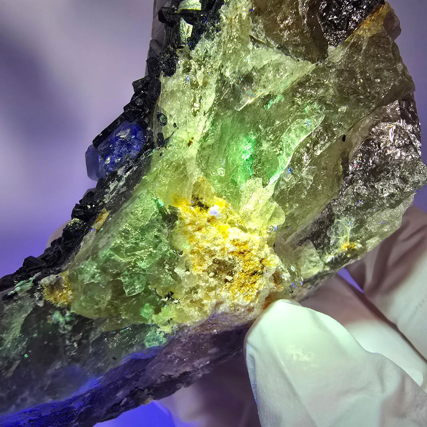 Phantom Fluorite, Schörl Tourmaline, Hyalite, Smoky Quartz, Muscovite Erongo, Namibia 89*54*48mm #12187 