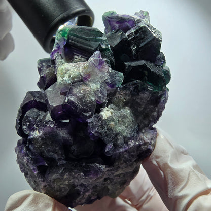 Seltene Phantom Fluorit Würfel Stufe, grün lila Erongo, Namibia 79*56*40mm #12189