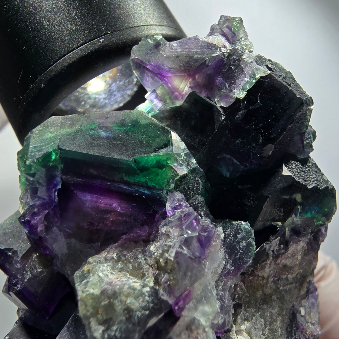 Seltene Phantom Fluorit Würfel Stufe, grün lila Erongo, Namibia 79*56*40mm #12189