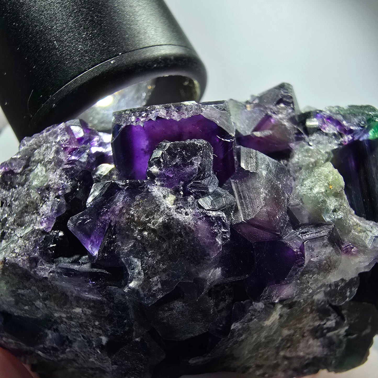 Seltene Phantom Fluorit Würfel Stufe, grün lila Erongo, Namibia 79*56*40mm #12189