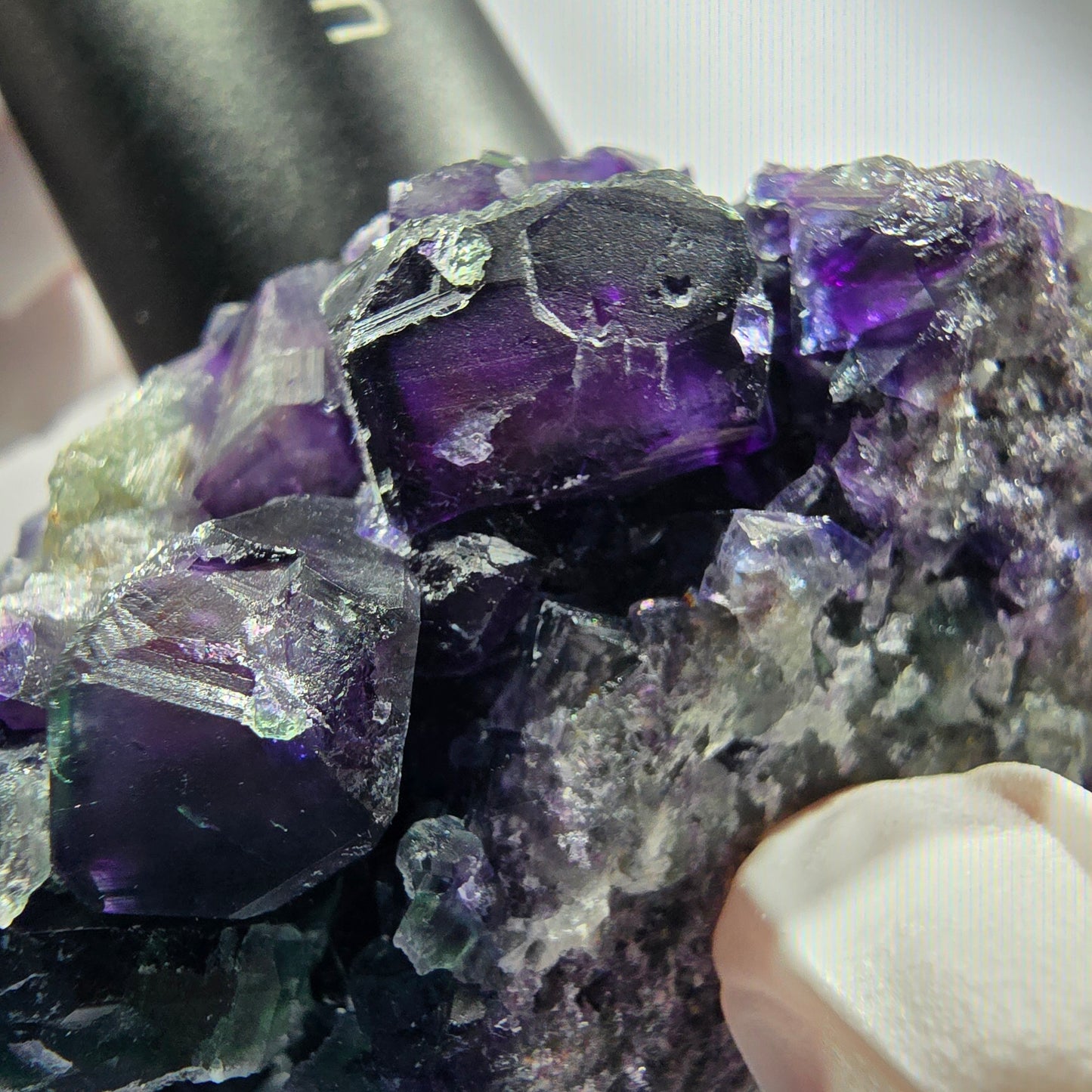 Seltene Phantom Fluorit Würfel Stufe, grün lila Erongo, Namibia 79*56*40mm #12189
