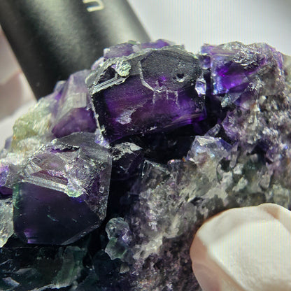 Seltene Phantom Fluorit Würfel Stufe, grün lila Erongo, Namibia 79*56*40mm #12189