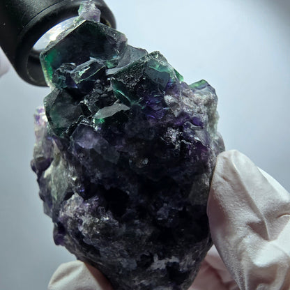Seltene Phantom Fluorit Würfel Stufe, grün lila Erongo, Namibia 79*56*40mm #12189