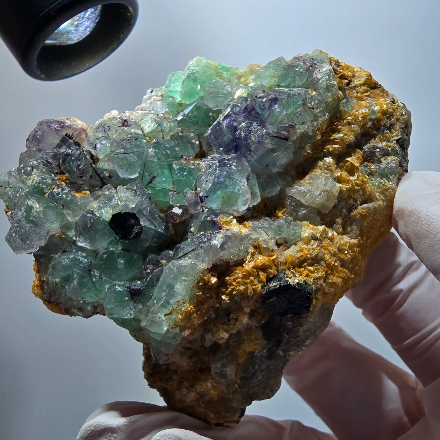 Phantom Fluorite, Hyalite, Schörl Tourmaline, Muscovite, Orthoclase Erongo, Namibia 79*64*45mm #12195 