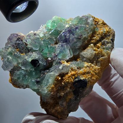 Phantom Fluorite, Hyalite, Schörl Tourmaline, Muscovite, Orthoclase Erongo, Namibia 79*64*45mm #12195 