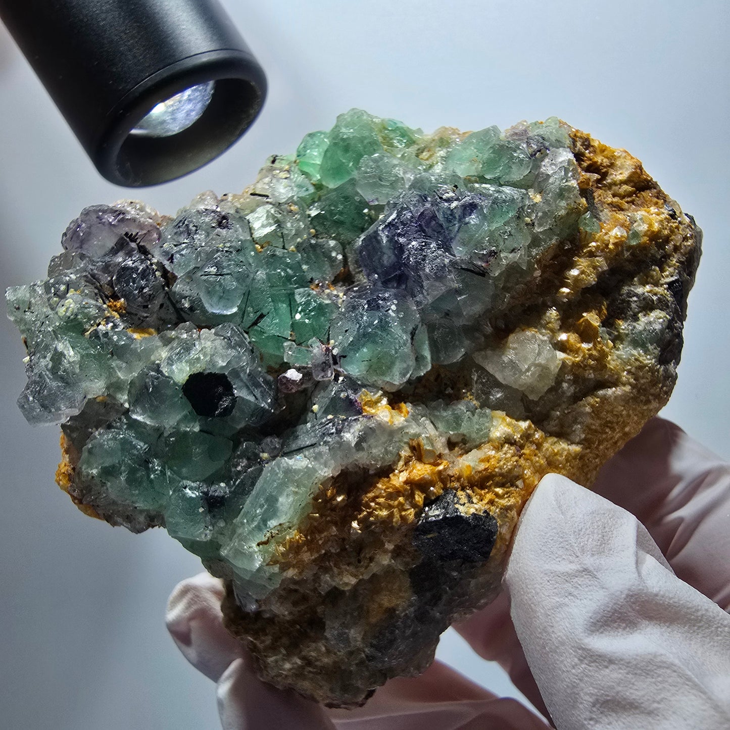 Phantom Fluorite, Hyalite, Schörl Tourmaline, Muscovite, Orthoclase Erongo, Namibia 79*64*45mm #12195 