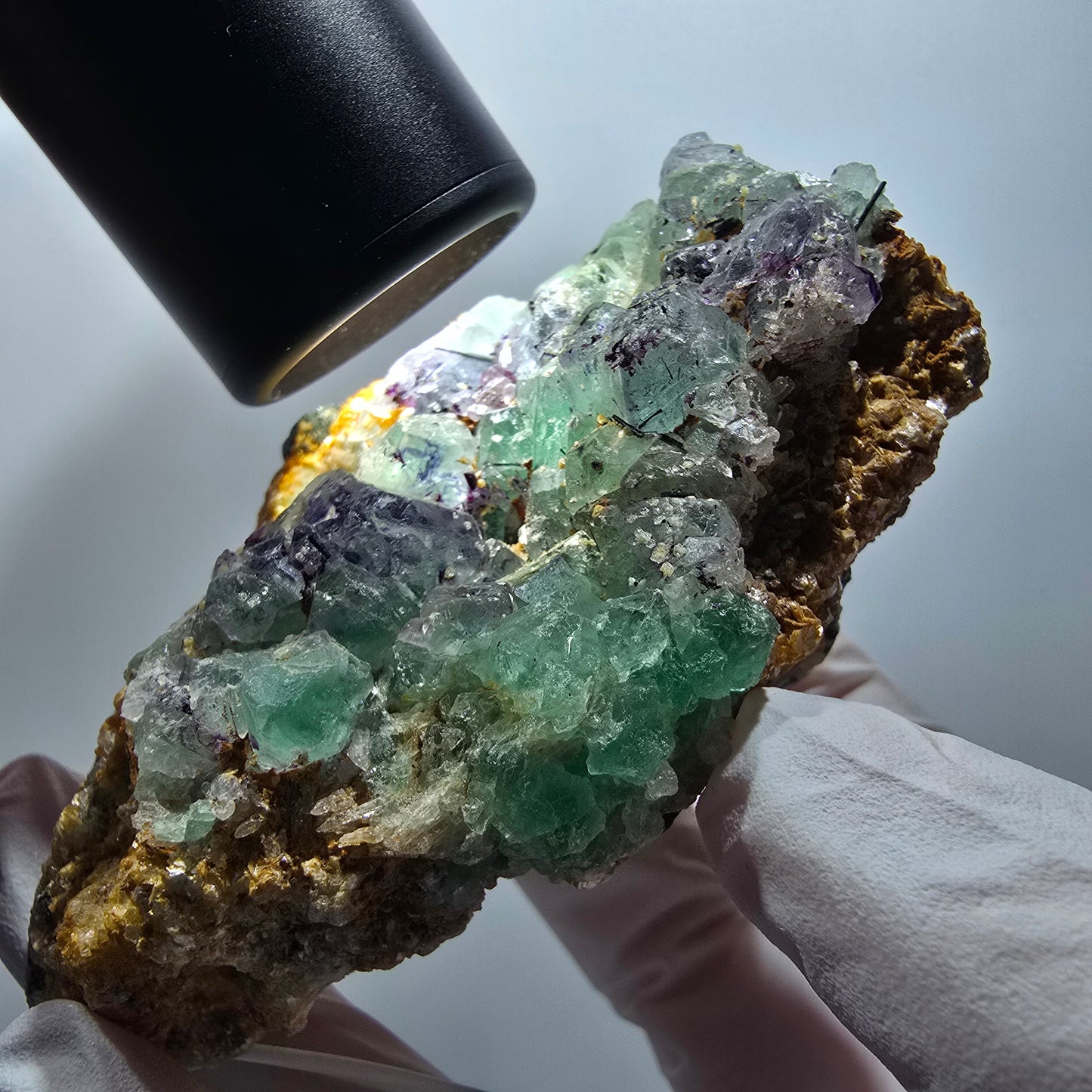 Phantom Fluorite, Hyalite, Schörl Tourmaline, Muscovite, Orthoclase Erongo, Namibia 79*64*45mm #12195 