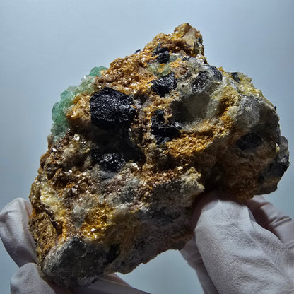 Phantom Fluorite, Hyalite, Schörl Tourmaline, Muscovite, Orthoclase Erongo, Namibia 79*64*45mm #12195 