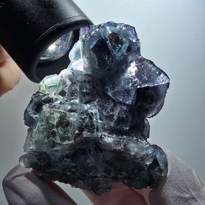 Rare spécimen de cube de fluorite fantôme, vert-violet, Okorusu, Namibie, 55*44*24 mm #12201 