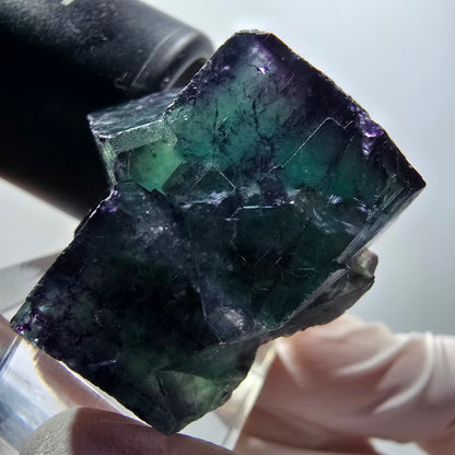 Cube de fluorite fantôme à degrés, tessellé, vert violet Okorusu, Namibie 42*35*28mm #12204 