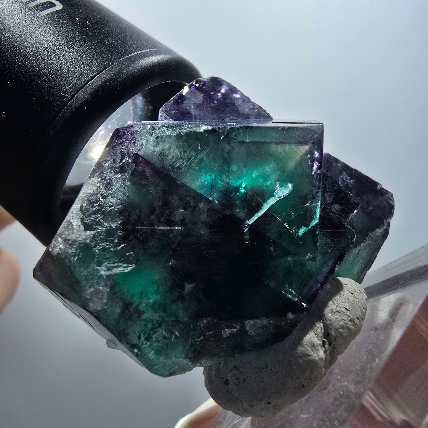 Cube de fluorite fantôme à degrés, tessellé, vert violet Okorusu, Namibie 42*35*28mm #12204 