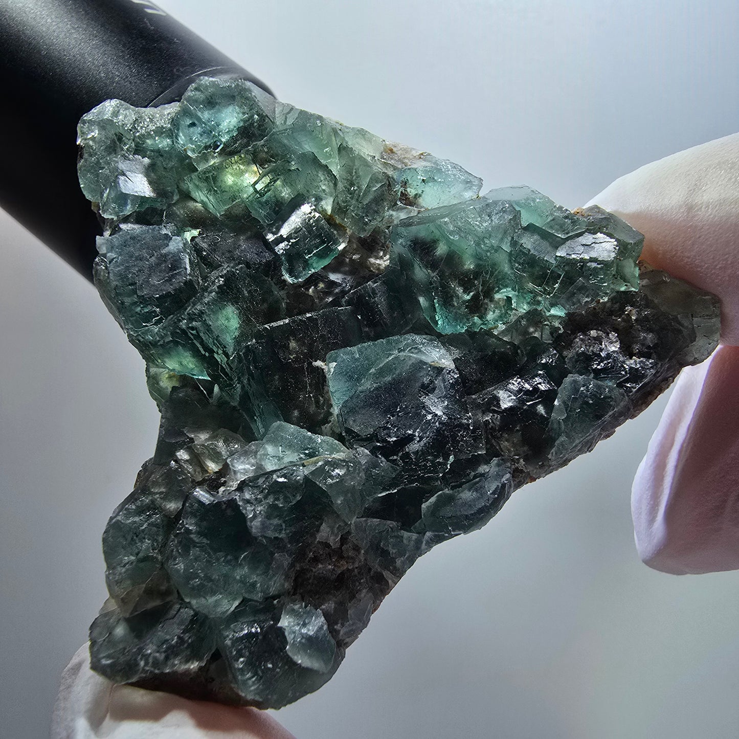 Cube de fluorite fantôme à degrés, tessellé, vert Okorusu, Namibie 59*57*13mm #12206 