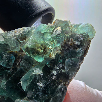 Cube de fluorite fantôme à degrés, tessellé, vert Okorusu, Namibie 59*57*13mm #12206 