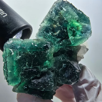 Cube de fluorite fantôme, spécimen de quartz, Okorusu parqueté, Namibie 76*64*46 mm #12207 