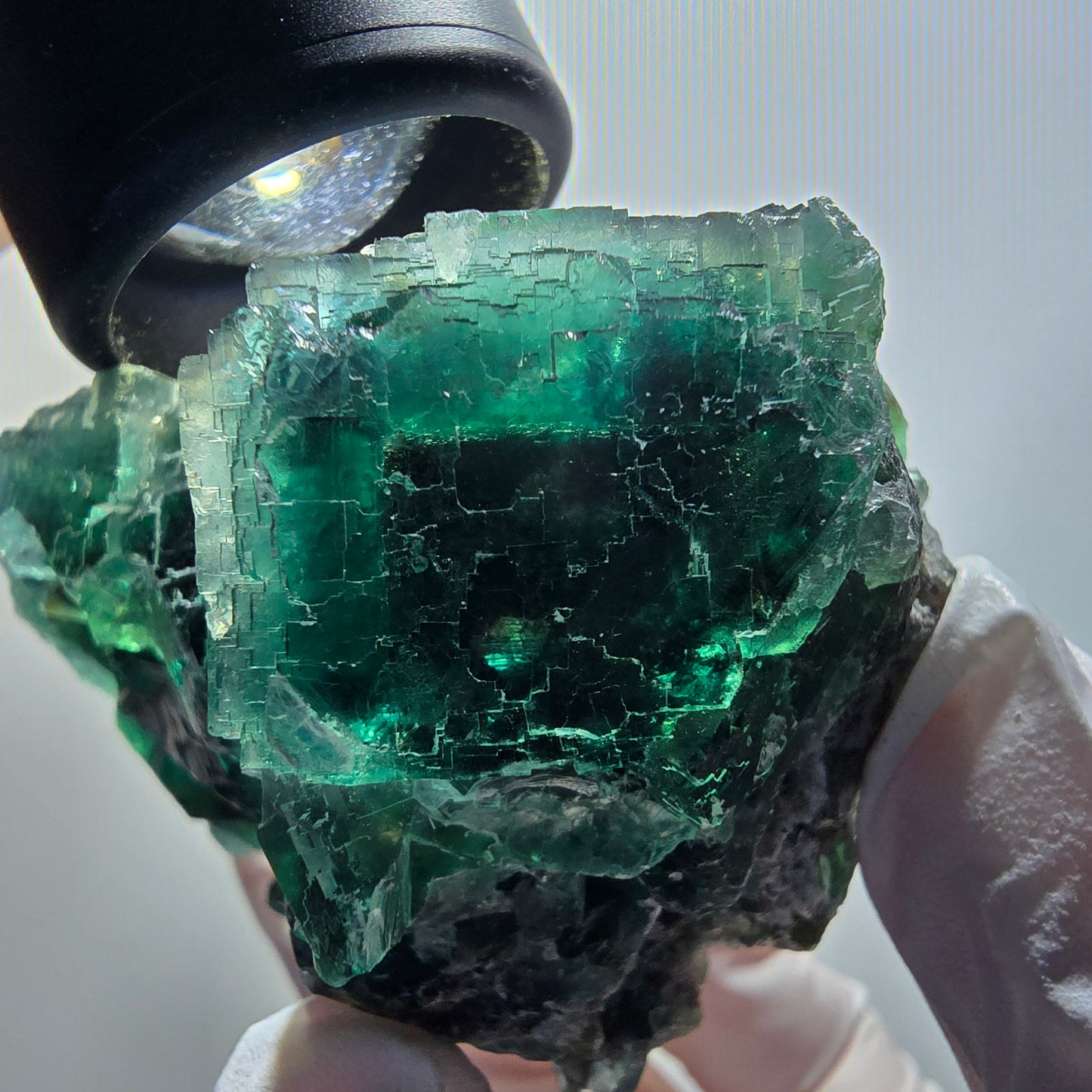 Cube de fluorite fantôme, spécimen de quartz, Okorusu parqueté, Namibie 76*64*46 mm #12207 