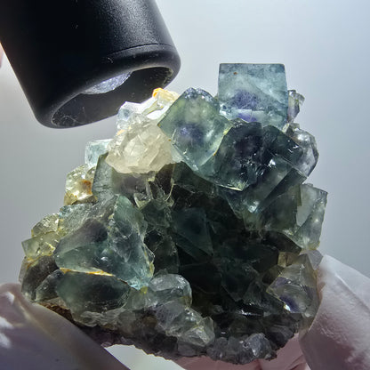 Cube de fluorite fantôme, spécimen de quartz, Okorusu parqueté, Namibie 54*48*30 mm #12208 