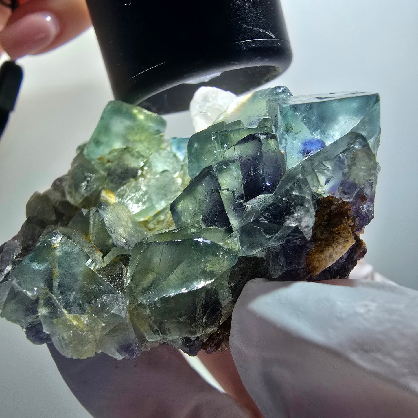 Cube de fluorite fantôme, spécimen de quartz, Okorusu parqueté, Namibie 54*48*30 mm #12208 