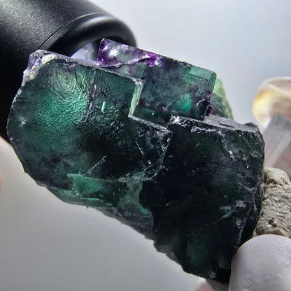 Cube de fluorite fantôme à degrés, tessellé, vert violet Okorusu, Namibie 39*35*25mm #12210 