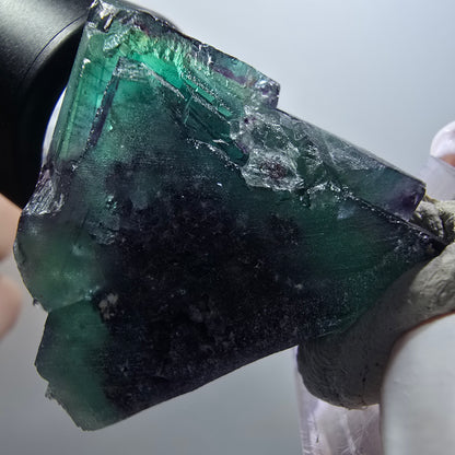 Cube de fluorite fantôme à degrés, tessellé, vert violet Okorusu, Namibie 39*35*25mm #12210 