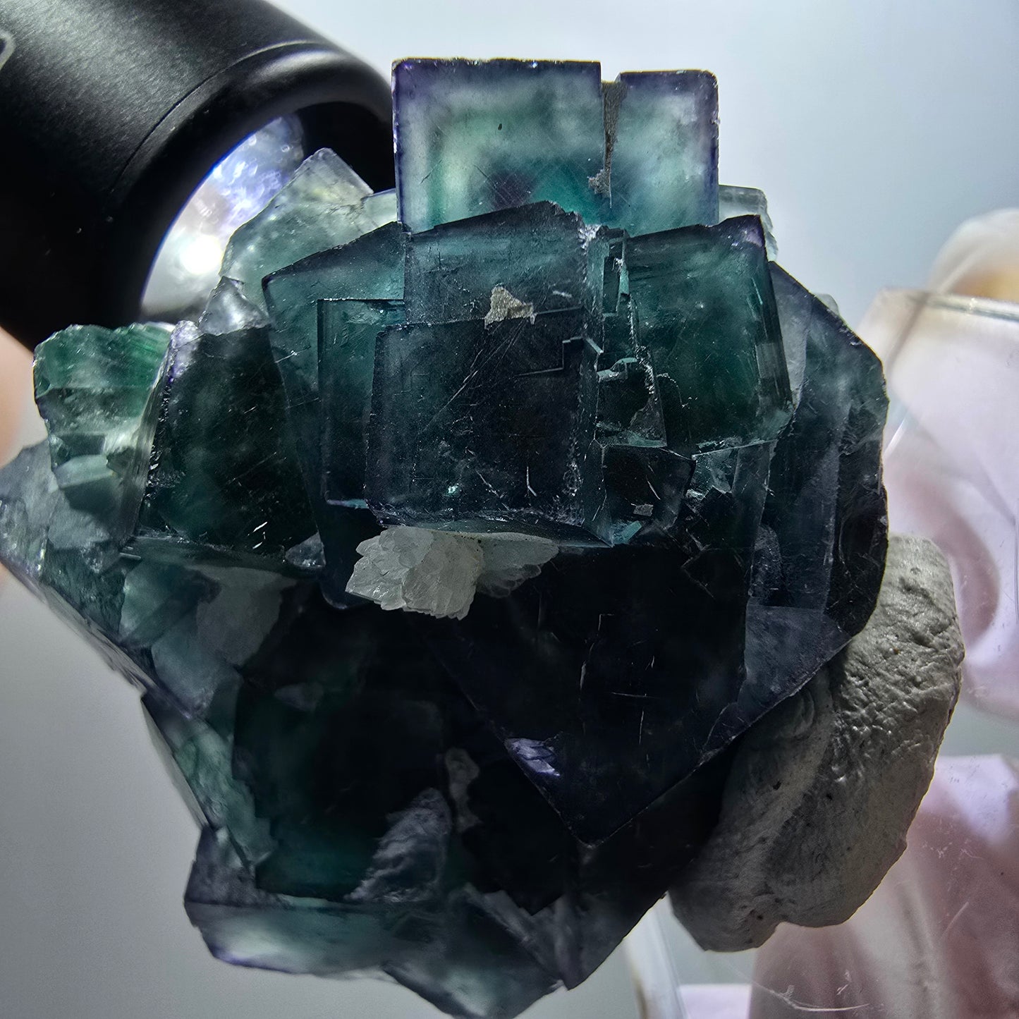 Cube de fluorite fantôme, spécimen de quartz, Okorusu parqueté, Namibie 53*51*24mm #12217 
