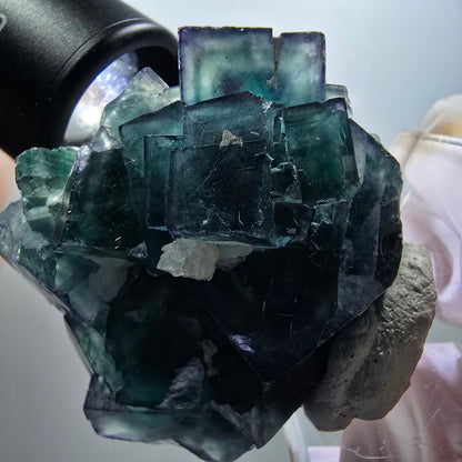 Cube de fluorite fantôme, spécimen de quartz, Okorusu parqueté, Namibie 53*51*24mm #12217 