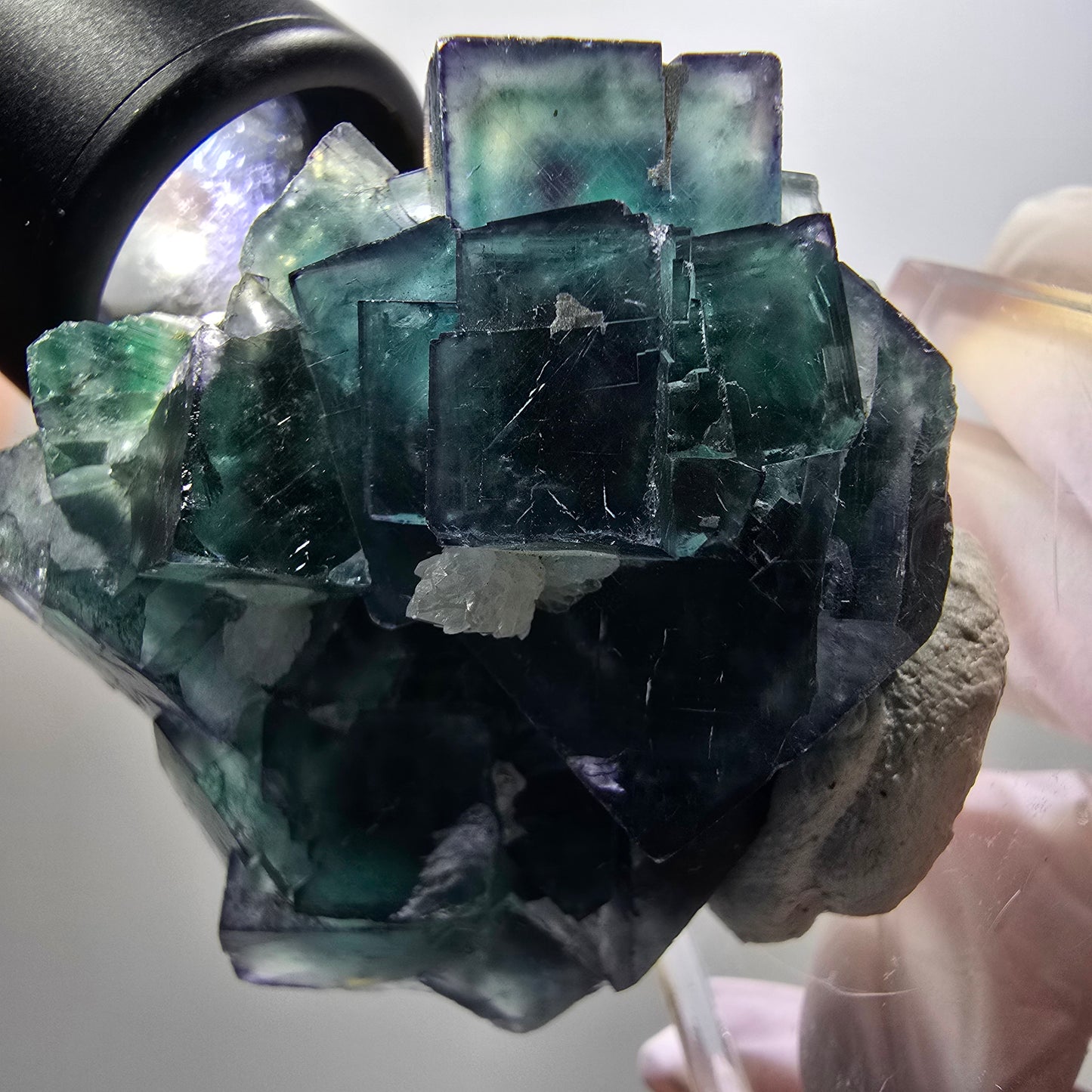Cube de fluorite fantôme, spécimen de quartz, Okorusu parqueté, Namibie 53*51*24mm #12217 