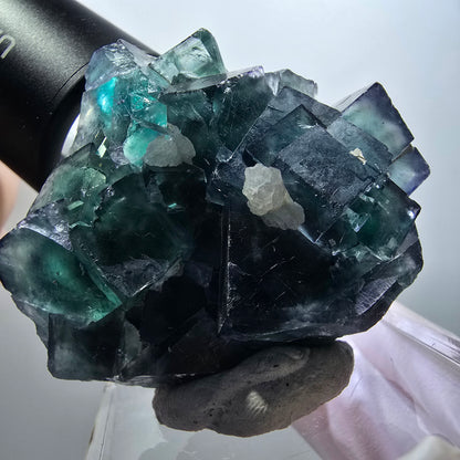 Cube de fluorite fantôme, spécimen de quartz, Okorusu parqueté, Namibie 53*51*24mm #12217 