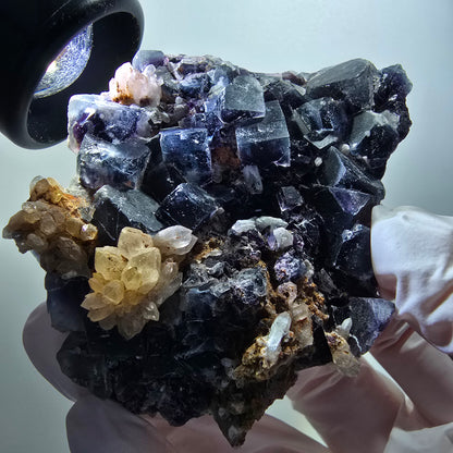 Phantom Fluorit Würfel, Quarz Stufe, grün lila blau Okorusu, Namibia 75*63*27mm #12219