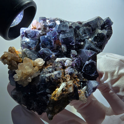 Phantom Fluorit Würfel, Quarz Stufe, grün lila blau Okorusu, Namibia 75*63*27mm #12219