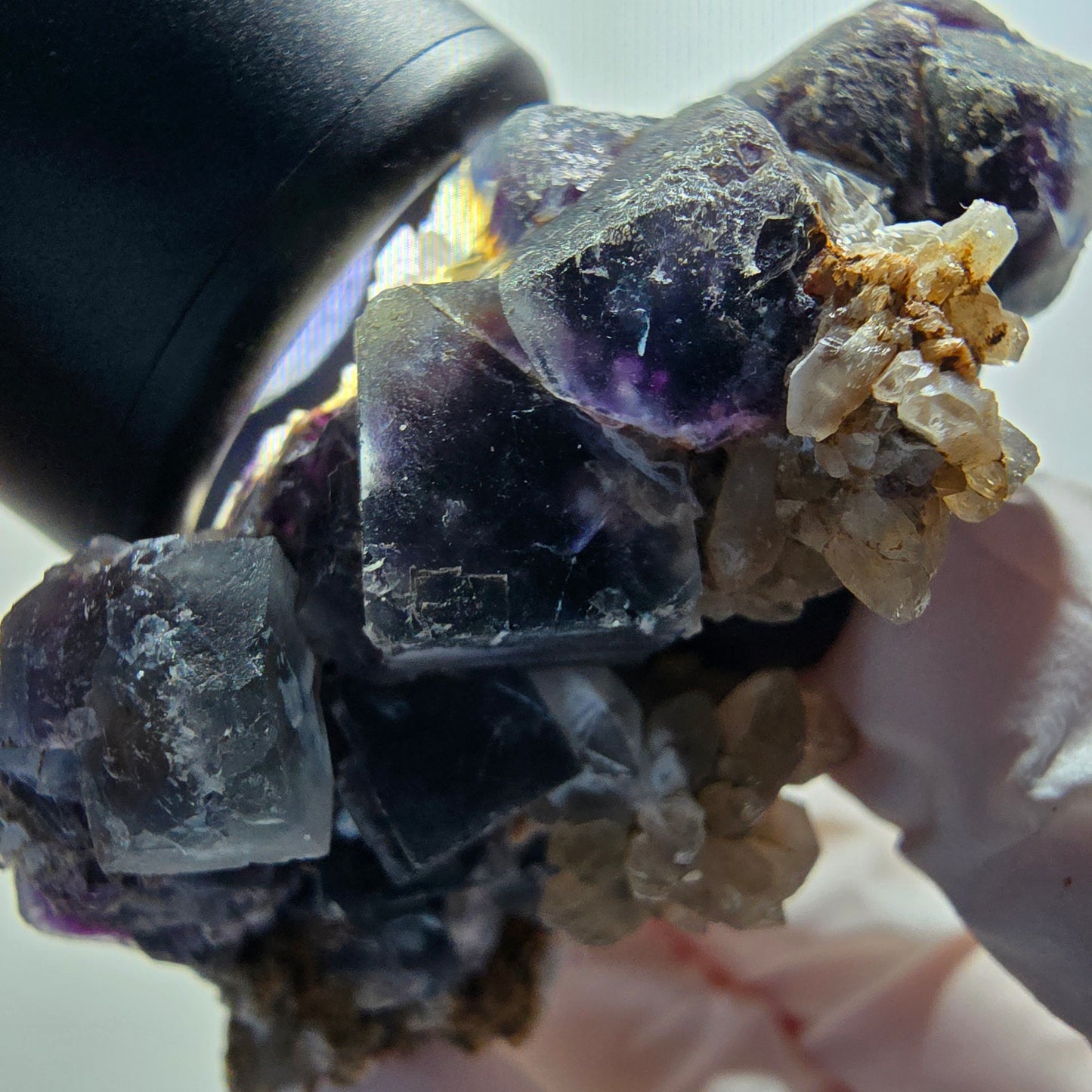 Phantom Fluorit Würfel, Quarz Stufe, grün lila blau Okorusu, Namibia 75*63*27mm #12219