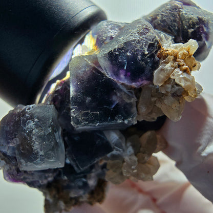 Phantom Fluorit Würfel, Quarz Stufe, grün lila blau Okorusu, Namibia 75*63*27mm #12219