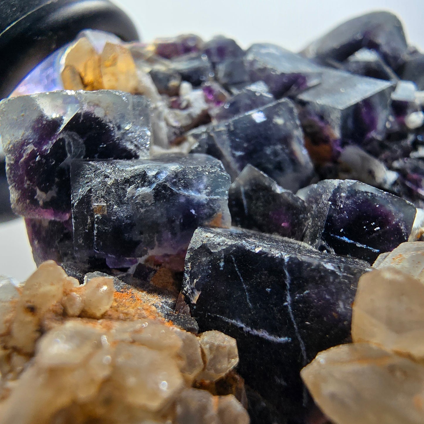 Phantom Fluorit Würfel, Quarz Stufe, grün lila blau Okorusu, Namibia 75*63*27mm #12219