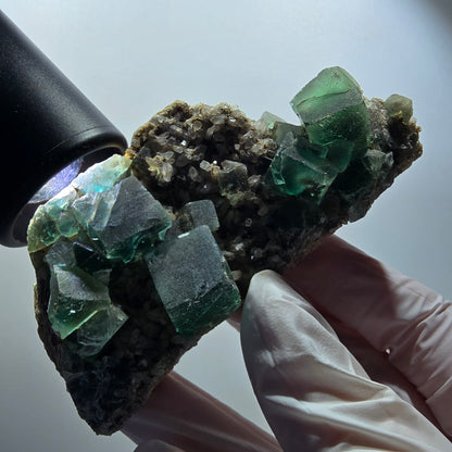 Grand cube de fluorite fantôme, spécimen de quartz, Okorusu vert, Namibie 87*44*35mm #12222 